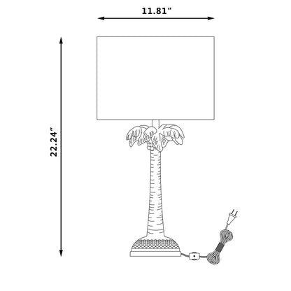 Gold Tropical Coconut Tree Table Lamp w/ Shade