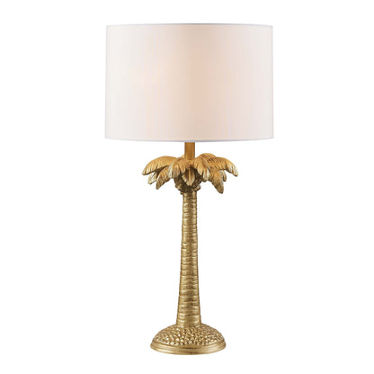 Gold Tropical Coconut Tree Table Lamp w/ Shade