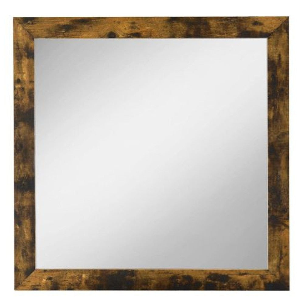 Brown And Black Square Wood Framed Mounted Dresser Mirror