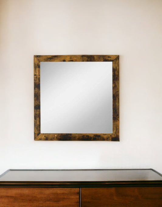 Brown And Black Square Wood Framed Mounted Dresser Mirror
