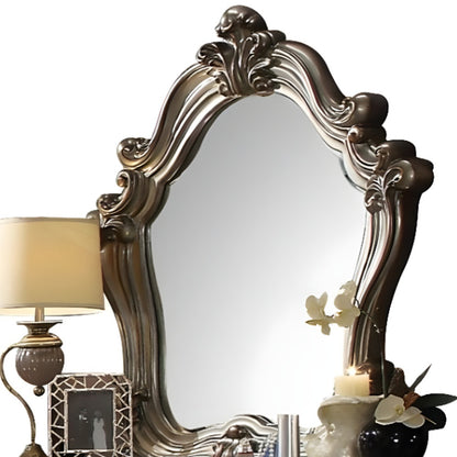 Crowned Top Wood Framed Mounted Dresser Mirror