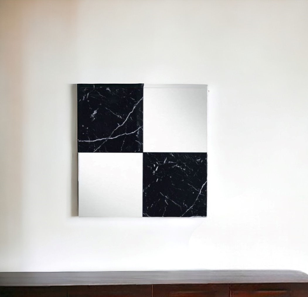 Black And Gray Square Accent Mirror