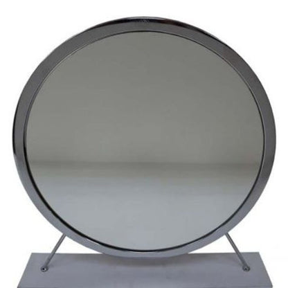 Gray Round Metal Framed Freestanding Mirror