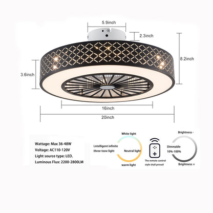 Clear Flush Mount Five Blade Ceiling Fan