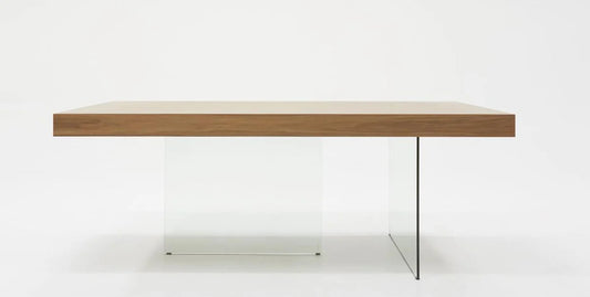 Brown And Clear Glass Dining Table