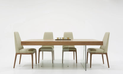 Brown And Clear Glass Dining Table