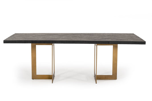 Black And Brass Rectangular Dining Table