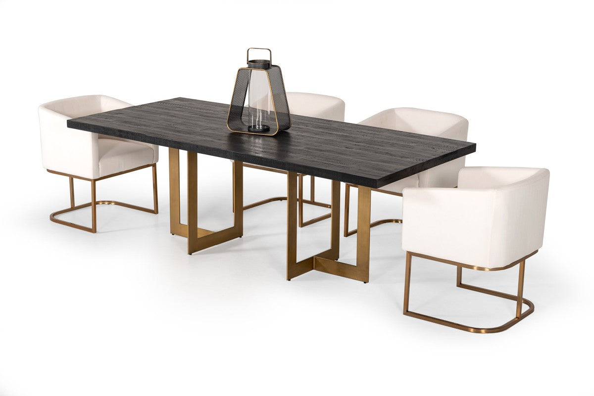 Black And Brass Rectangular Dining Table