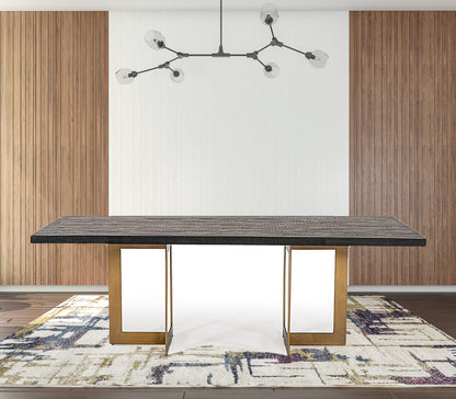 Black And Brass Rectangular Dining Table