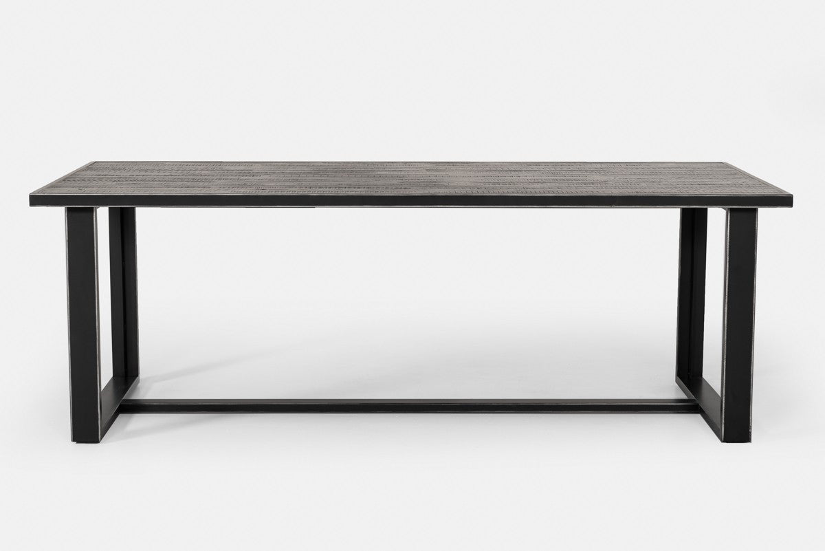 Black Rectangular Solid Manufactured Wood And Iron Dining Table