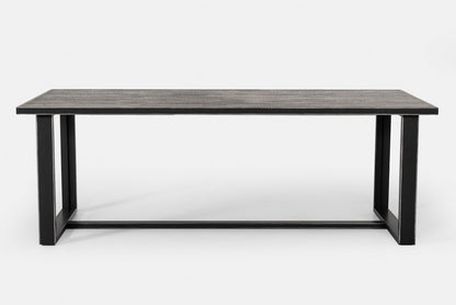 Black Rectangular Solid Manufactured Wood And Iron Dining Table