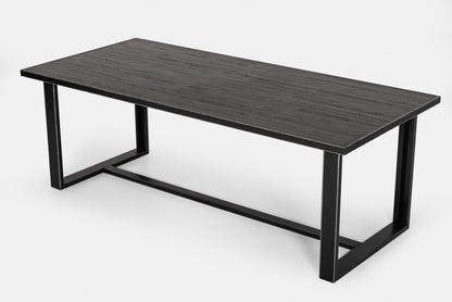 Black Rectangular Solid Manufactured Wood And Iron Dining Table