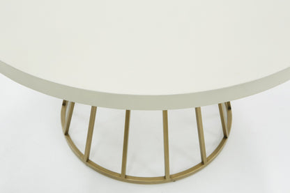 White And Brass Rounded Concrete And Iron Dining Table