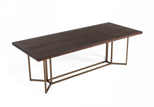 Dark Mango And Brass Rectangular Manufactured Wood And Iron Dining Table