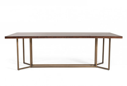 Dark Mango And Brass Rectangular Manufactured Wood And Iron Dining Table