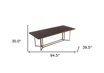 Dark Mango And Brass Rectangular Manufactured Wood And Iron Dining Table