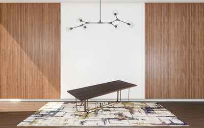 Dark Mango And Brass Rectangular Manufactured Wood And Iron Dining Table
