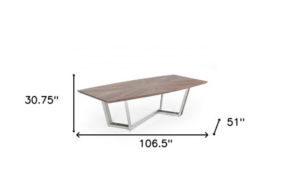 Walnut And Silver Rectangular Manufactured Wood And Iron Dining Table