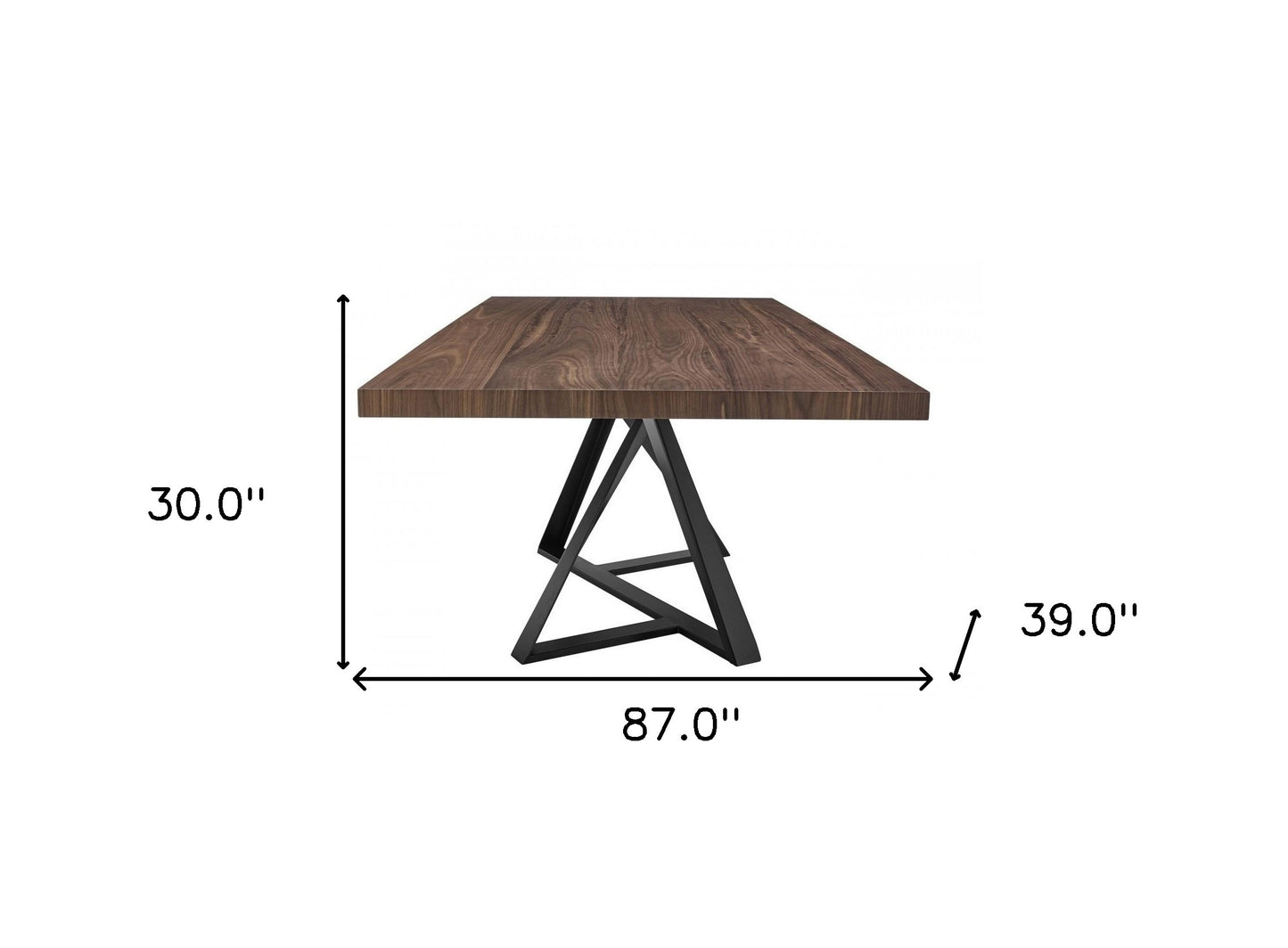 Walnut And Black Rectangular Manufactured Wood And Iron Dining Table