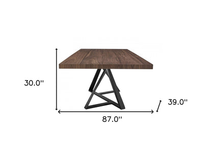 Walnut And Black Rectangular Manufactured Wood And Iron Dining Table