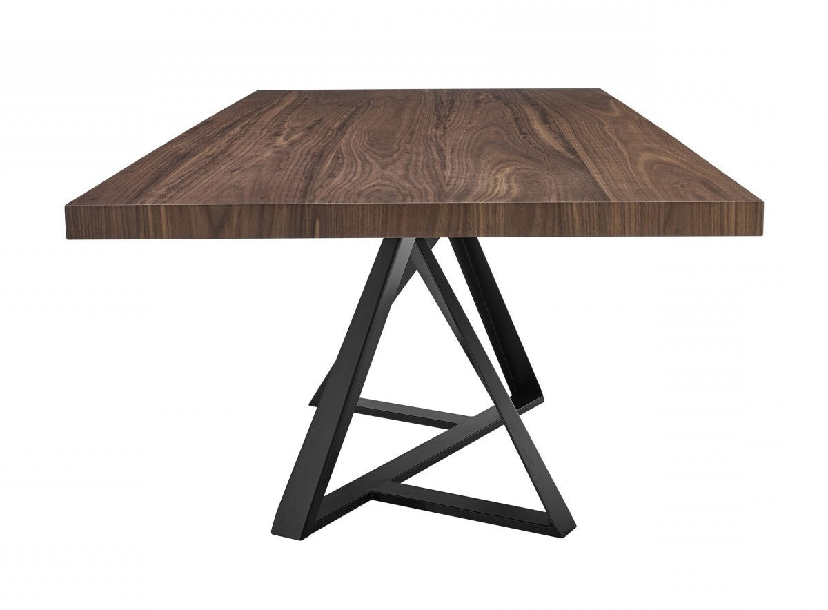Walnut And Black Rectangular Manufactured Wood And Iron Dining Table