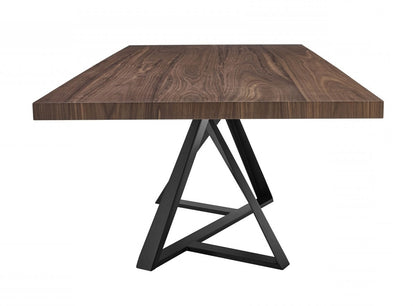 Walnut And Black Rectangular Manufactured Wood And Iron Dining Table