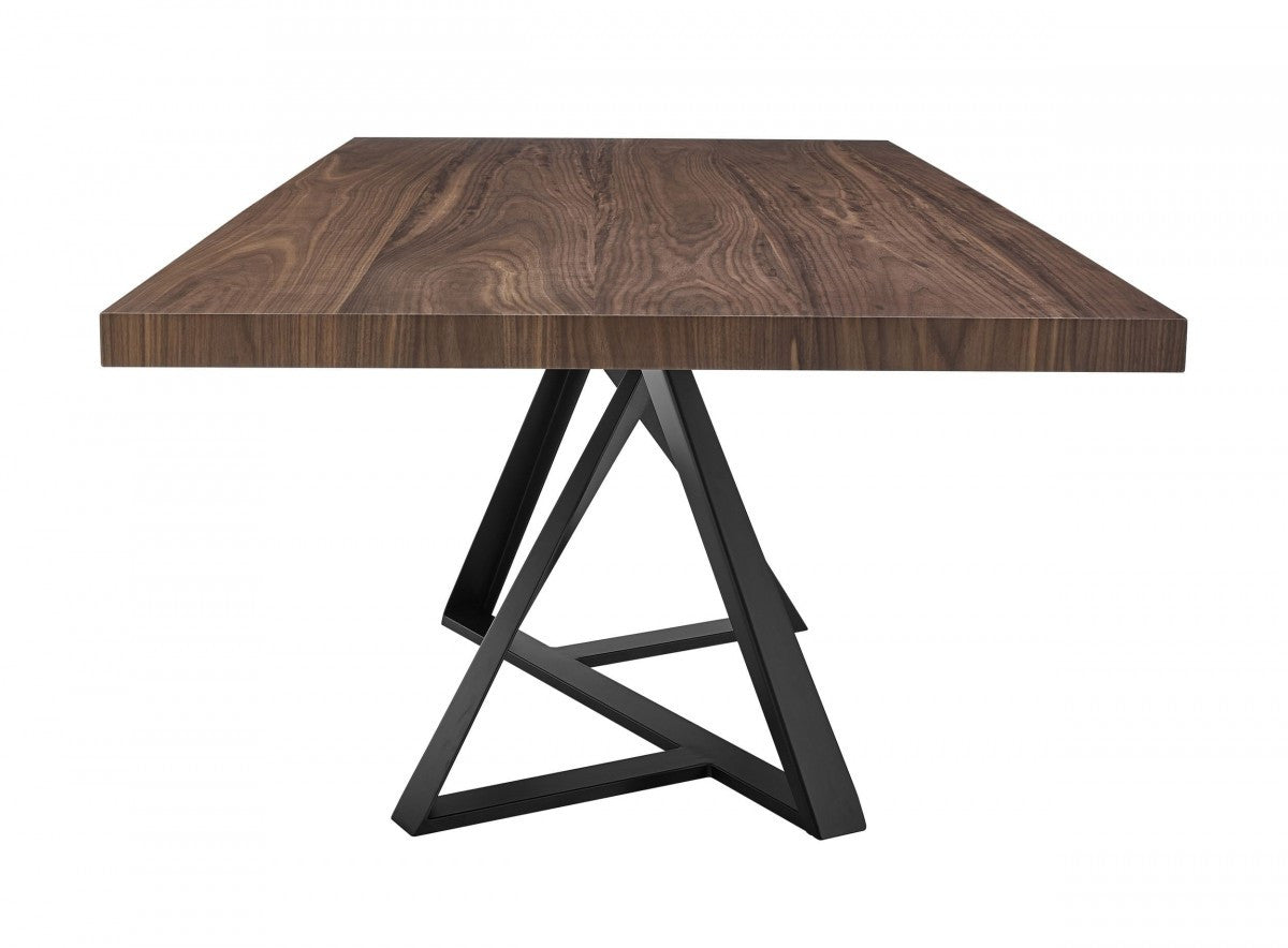Walnut And Black Rectangular Manufactured Wood And Iron Dining Table