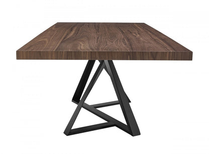 Walnut And Black Rectangular Manufactured Wood And Iron Dining Table