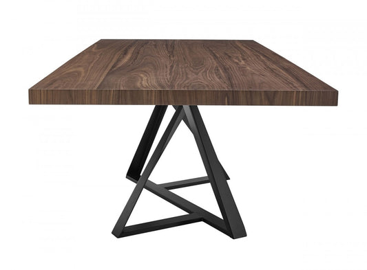 Walnut And Black Rectangular Manufactured Wood And Iron Dining Table