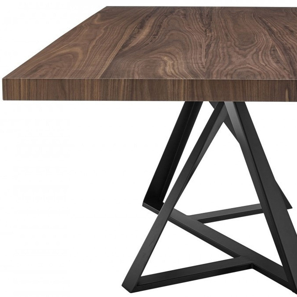 Walnut And Black Rectangular Manufactured Wood And Iron Dining Table