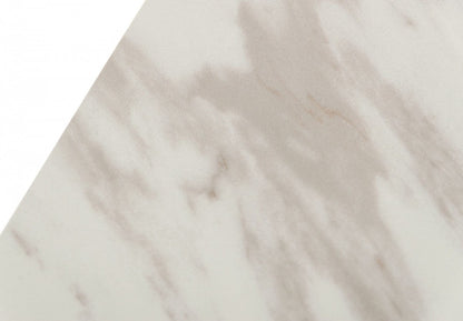 White And Brown Stone Trestle Base Dining Table