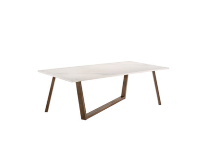 White And Walnut Rectangular Manufactured Wood And Solid Manufactured Wood Dining Table