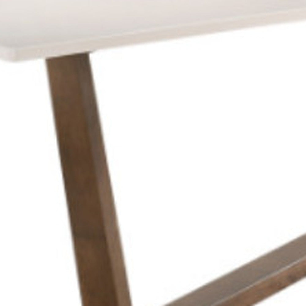 White And Walnut Rectangular Manufactured Wood And Solid Manufactured Wood Dining Table
