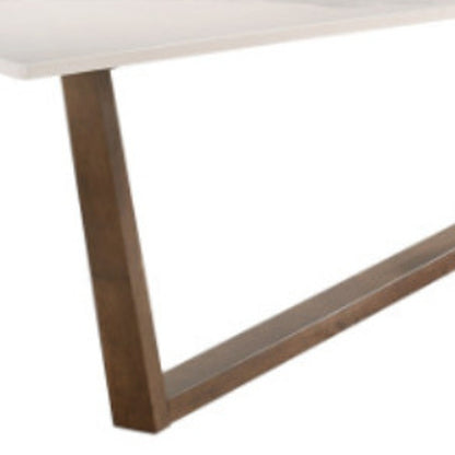 White And Walnut Rectangular Manufactured Wood And Solid Manufactured Wood Dining Table