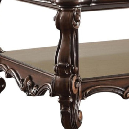 Brown & Dark Brown Wood Coffee Table w/ Shelf image 3