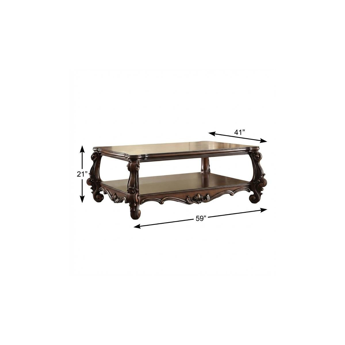 Brown & Dark Brown Wood Coffee Table w/ Shelf image 4