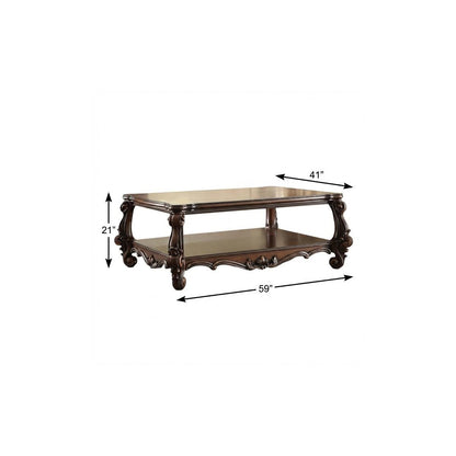Brown & Dark Brown Wood Coffee Table w/ Shelf image 4