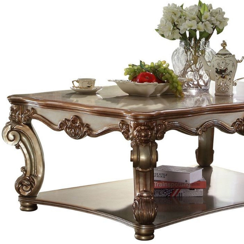 Gold Wood Coffee Table