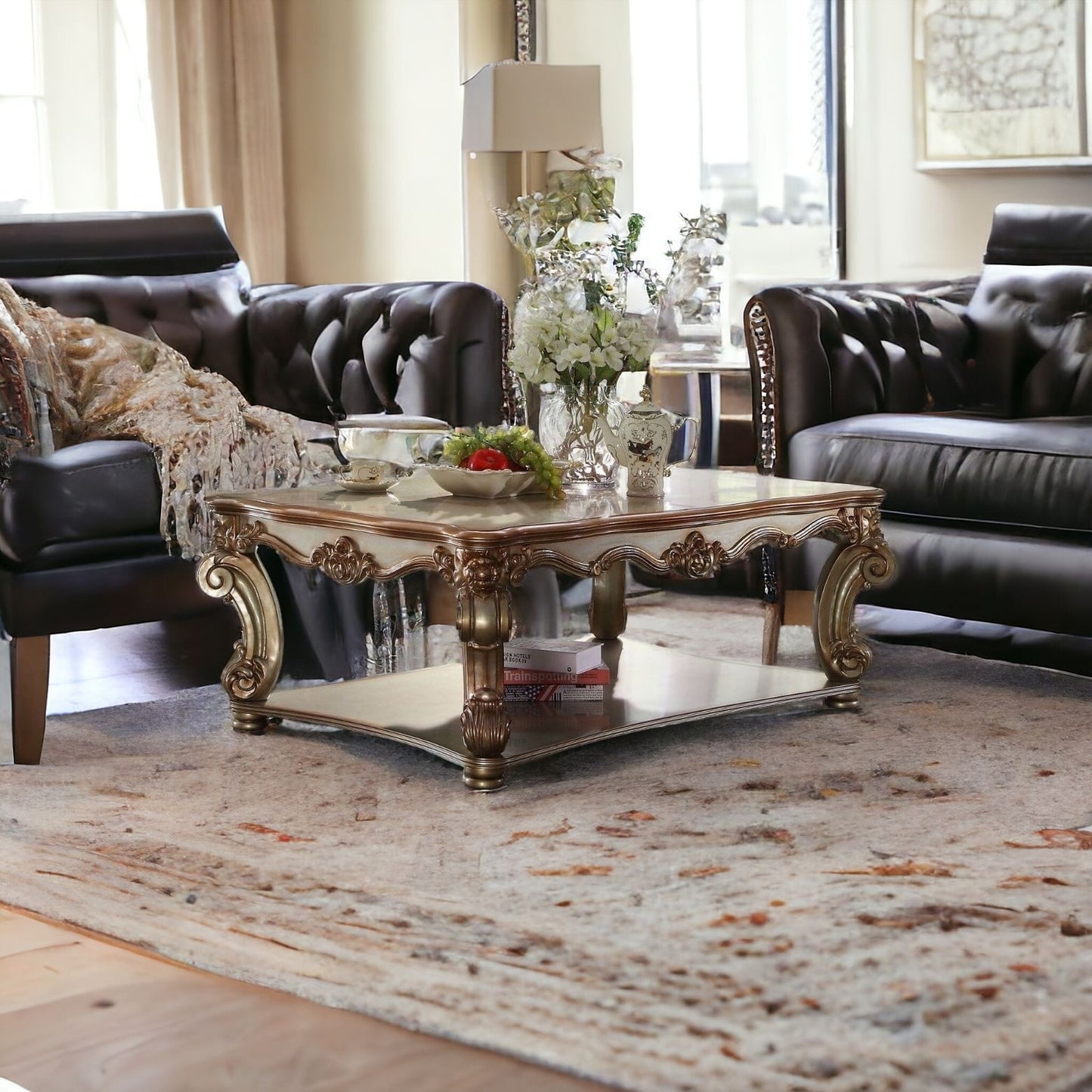 Gold Wood Coffee Table