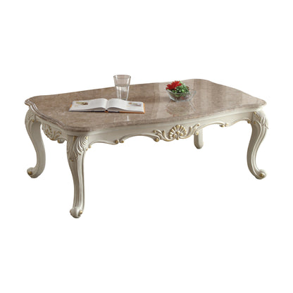 Pearl White & Marble Faux Marble Coffee Table