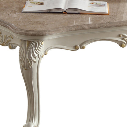 Pearl White & Marble Faux Marble Coffee Table