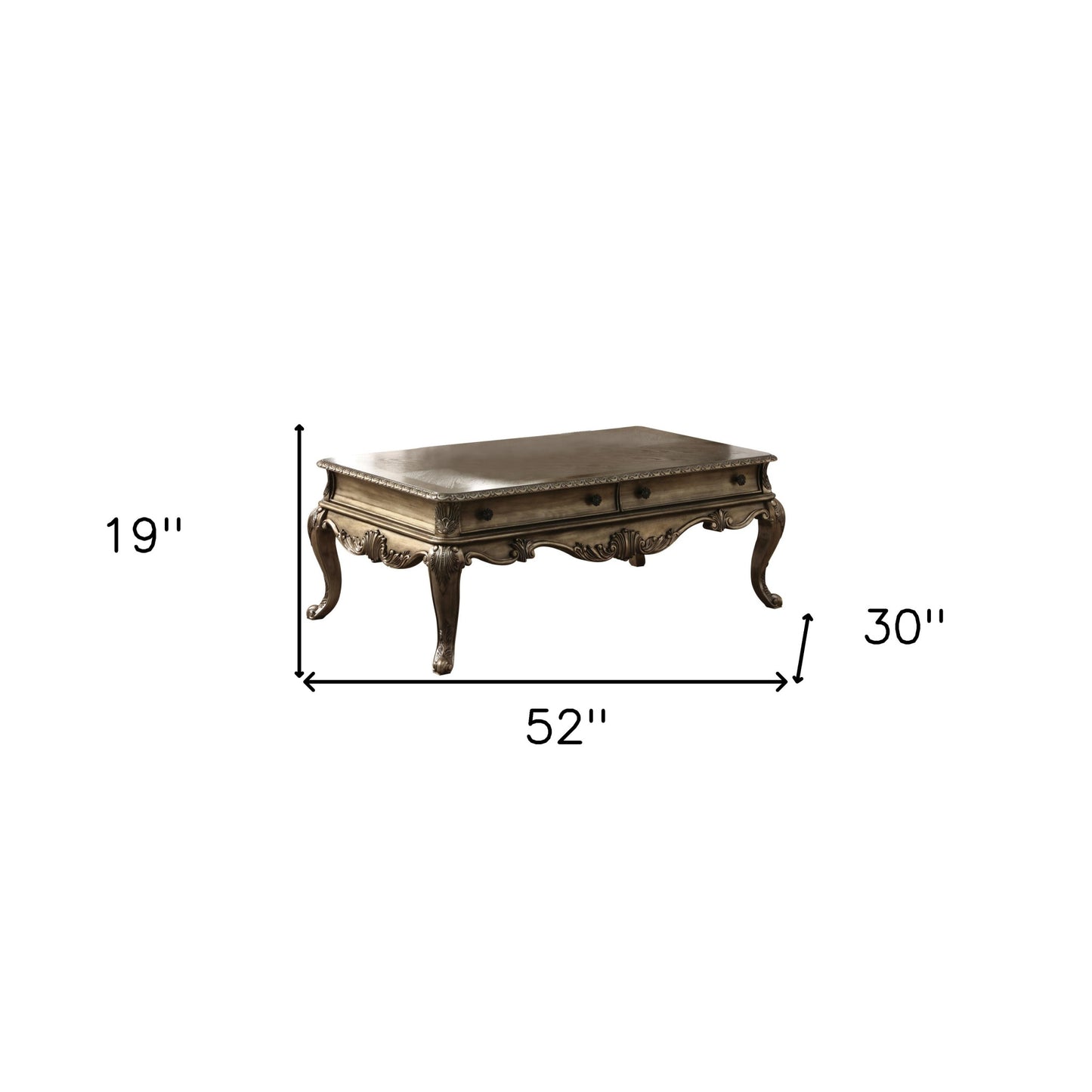 Oak Wood Coffee Table w/ 2 Drawers