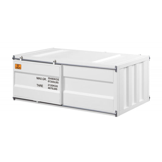 White Iron Cargo Container Style Coffee Table w/ Storage