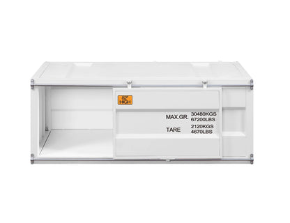 White Iron Cargo Container Style Coffee Table w/ Storage