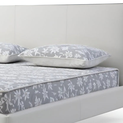 White Wood & Faux Leather King Bed w/ USB
