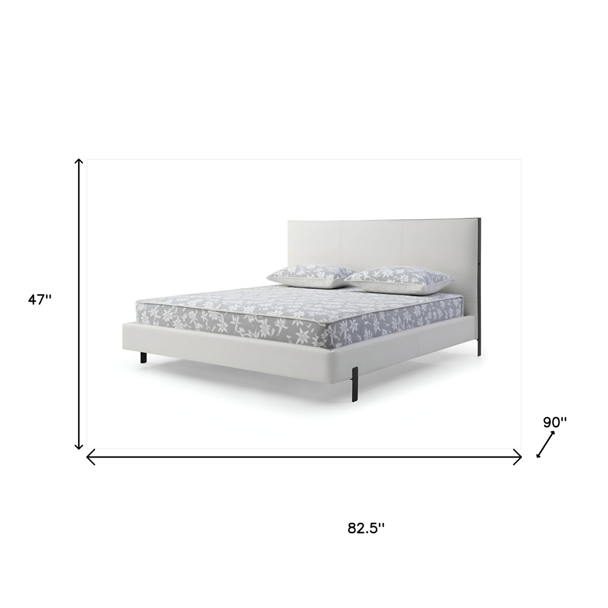 White Wood & Faux Leather King Bed w/ USB