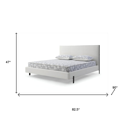 White Wood & Faux Leather King Bed w/ USB