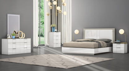 King White High Gloss Bed Frame