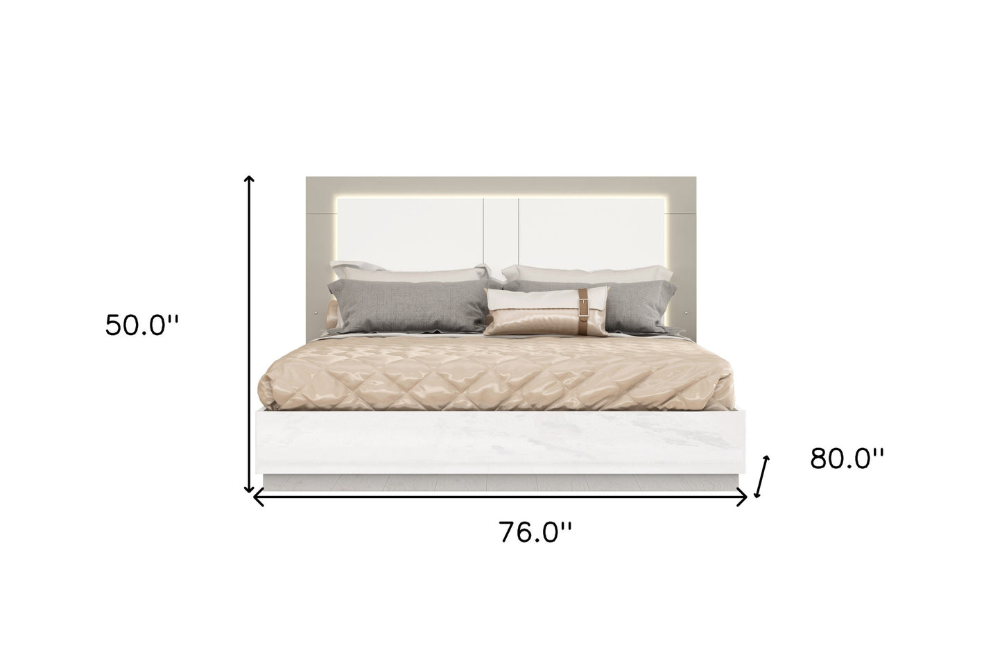 King White High Gloss Bed Frame