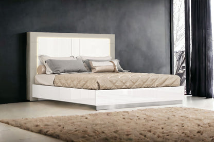 King White High Gloss Bed Frame